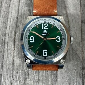 Shield Cavern Green 40mm Quartz Tan Leather Strap Men's Watch SLDSH110-4